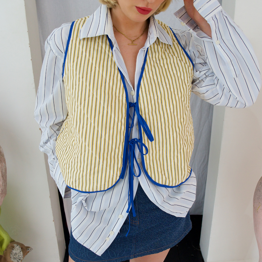 The Parisian Woman Yellow & Blue Striped Vest